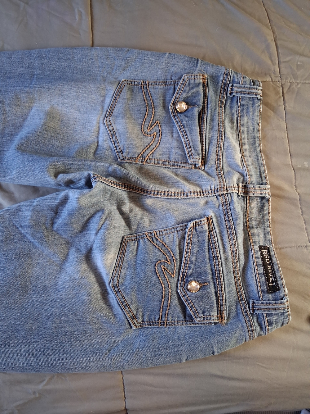 Red Rivet Women's Light Blue Boot Cut Ripped Jeans - Picture 7 of 11